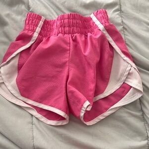 Pink Athletic Shorts with White Trim